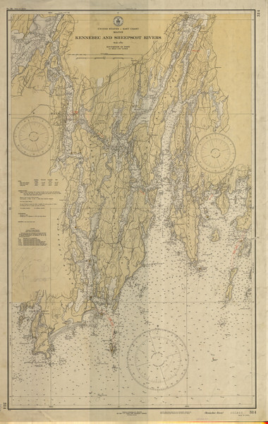 Kennebec and Sheepscot Rivers 1935 Old Map Nautical Chart AC Harbors 2 314 - Maine