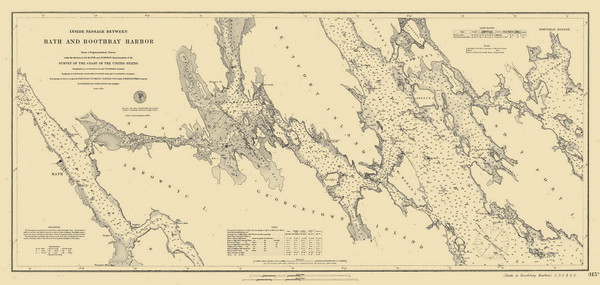Bath and Boothbay Harbor 1884 - Old Map Nautical Chart AC Harbors 3 315A - Maine