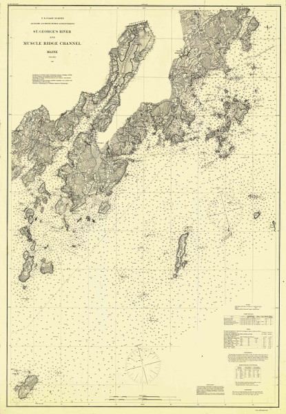 St. George River and Muscle Ridge Channel 1870 - Old Map Nautical Chart AC Harbors 3 312 - Maine