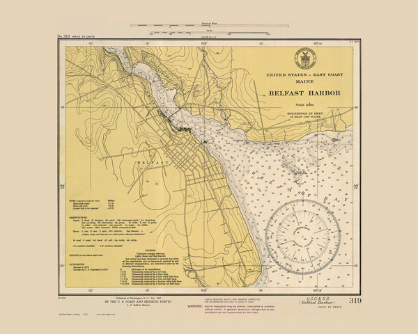 Belfast Harbor 1942 - Old Map Nautical Chart AC Harbors 3 319 - Maine