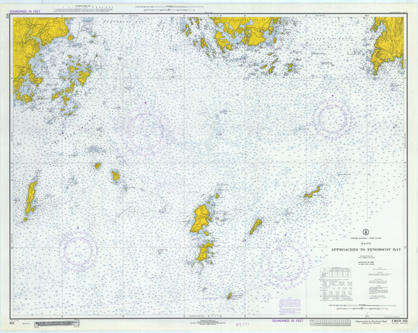 Approaches to Penobscot Bay 1972 - Old Map Nautical Chart AC Harbors 3 322 - Maine