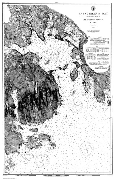 Frenchmans Bay and Eastern Part of Mount Desert Harbor 1885 D - Old Map Nautical Chart AC Harbors 4 306 - Maine