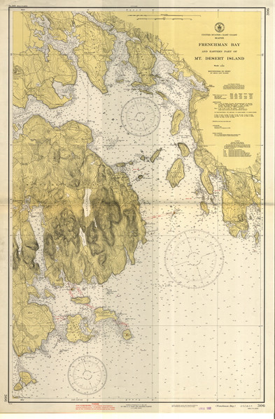 Frenchmans Bay and Eastern Part of Mount Desert Harbor 1942 - Old Map Nautical Chart AC Harbors 4 306 - Maine
