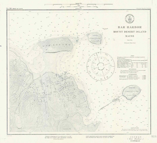 Bar Harbor 1917 Color - Old Map Nautical Chart AC Harbors 4 318 - Maine
