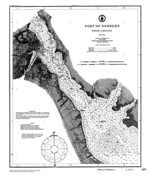 Newbern Port 1908 - Old Map Nautical Chart AC Harbors 410 - North Carolina