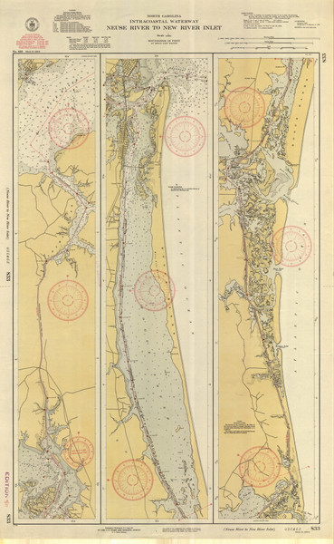 Neuse River to New River Inlet 1937 B - Old Map Nautical Chart AC Harbors 833 - North Carolina Neuse River to New River Inlet 1937 B - Old Map Nautical Chart AC Harbors 833 - North Carolina