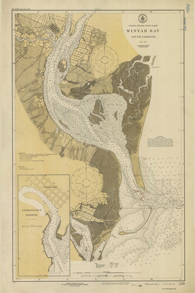 Winyah Bay 1924 - Old Map Nautical Chart AC Harbors 428 - South Carolina Winyah Bay 1924 - Old Map Nautical Chart AC Harbors 428 - South Carolina