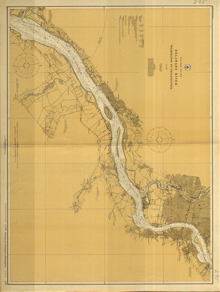 Delaware River Wilmington to Philadelphia 1925 - Old Map Nautical Chart AC Harbors 295 - New Jersey