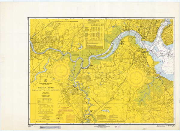 Raritan River Raritan Bay to New Brunswick 1969 - Old Map Nautical Chart AC Harbors 375 - New Jersey