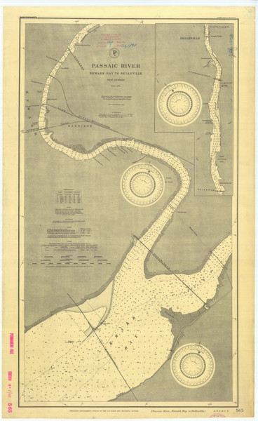 Passaic River Newark Bay to Belleville 1898 - Old Map Nautical Chart AC Harbors 565 - New Jersey