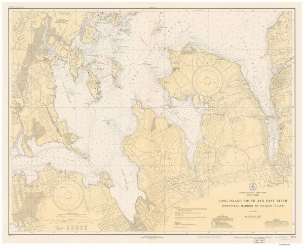 Hempstead Harbor to Tallman Island 1934 - Old Map Nautical Chart AC Harbors 223 - New York