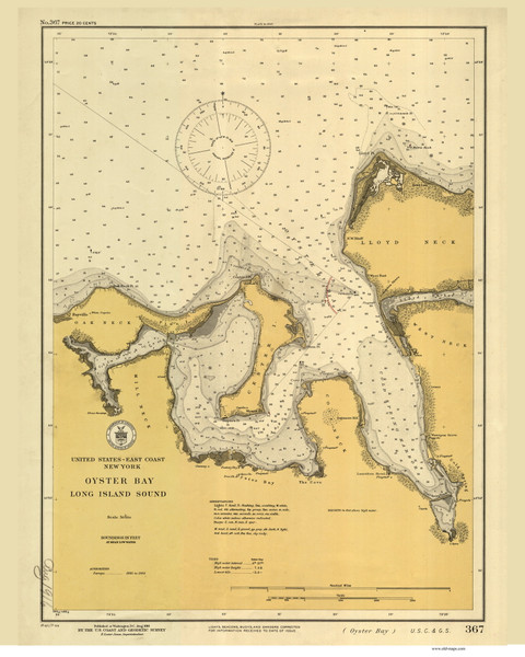 Oyster Bay 1916 A - Old Map Nautical Chart AC Harbors 367 - New York