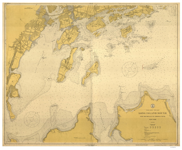 New Rochelle to Throgs Neck 1917 B - Old Map Nautical Chart AC Harbors 272 - New York