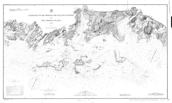 Entrances to the Norwalk and Saugatuck Rivers and the Norwalk Islands 1888 - Old Map Nautical Chart AC Harbors 361 - New York Entrances to the Norwalk and Saugatuck Rivers and the Norwalk Islands 1888 - Old Map Nautical Chart AC Harbors 361 - New York