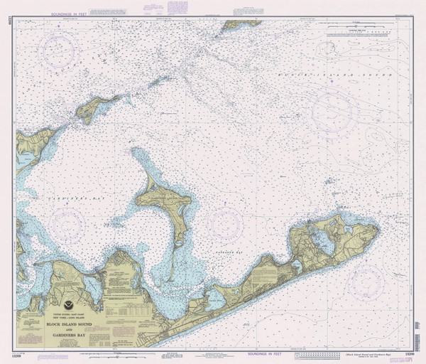 Block Island Sound and Gardiners Bay 1991 - Old Map Nautical Chart AC Harbors 13209 - New York