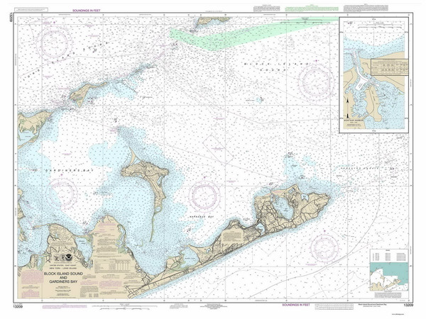 Block Island Sound and Gardiners Bay 2014 - Old Map Nautical Chart AC Harbors 13209 - New York