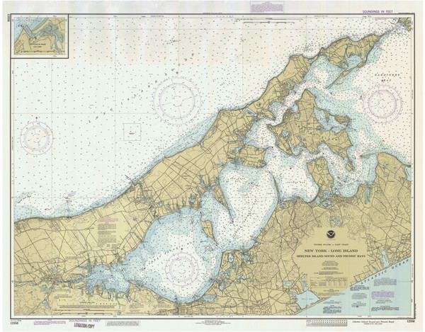 Shelter Island Sound and Peconic Bays 1990 - Old Map Nautical Chart AC Harbors 12358 - New York