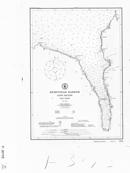 Hempstead Harbor 1905 B - Old Map Nautical Chart AC Harbors 366 - New York