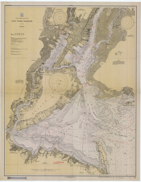 New York Harbor 1930 - Old Map Nautical Chart AC Harbors 369 - New York