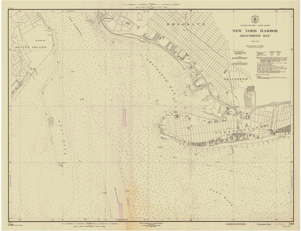 Gravesend Bay 1952 - Old Map Nautical Chart AC Harbors 540 - New York