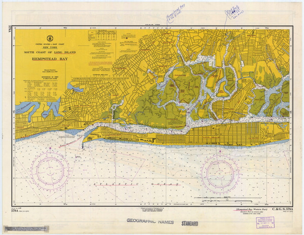 Hempstead Bay 1965 A - Old Map Nautical Chart AC Harbors 579 - New York