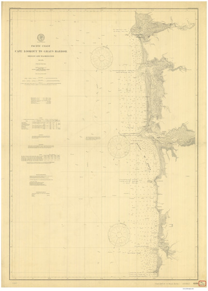 Cape Lookout to Grays Harbor 1901 Nautical Map Reprint 6100 California - Big Area 1890s