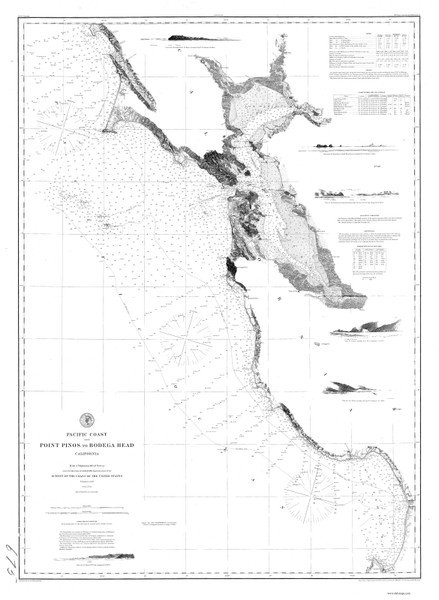 Point Pinos to Bodega Head 1877 B Nautical Map Reprint 5500 California - Big Area 1890s Point Pinos to Bodega Head 1877 B Nautical Map Reprint 5500 California - Big Area 1890s