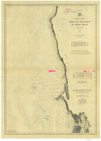 San Francisco to Point Arena 1885 Nautical Map Reprint 5600 California - Big Area 1890s