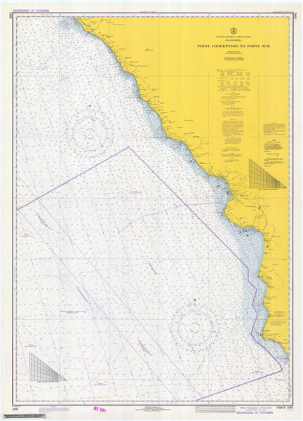 Point Conception to Point Sur 1974 Nautical Map Reprint 5302 California - Big Area Post 1917 Point Conception to Point Sur 1974 Nautical Map Reprint 5302 California - Big Area Post 1917