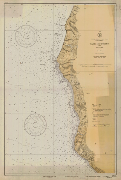 Cape Mendocino an Vicinity 1934 - Old Map Nautical Chart PC Harbors 5795 - California