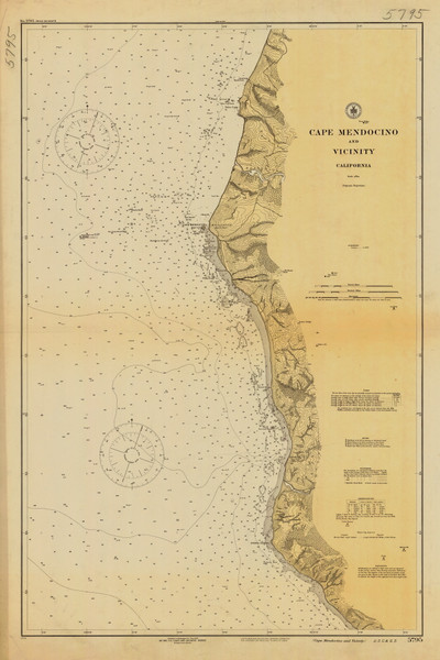 Cape Mendocino an Vicinity 1923 - Old Map Nautical Chart PC Harbors 5795 - California Cape Mendocino an Vicinity 1923 - Old Map Nautical Chart PC Harbors 5795 - California