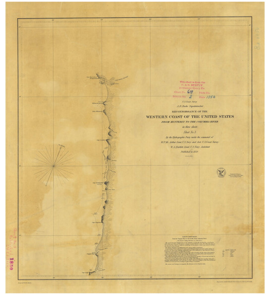 Monterey to Columbia River 1850 - Old Map Nautical Chart PC Harbors 619 - Oregon Monterey to Columbia River 1850 - Old Map Nautical Chart PC Harbors 619 - Oregon