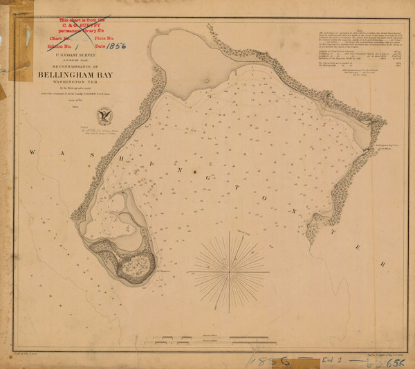 Bellingham Bay 1856 - Old Map Nautical Chart PC Harbors 656 - Oregon