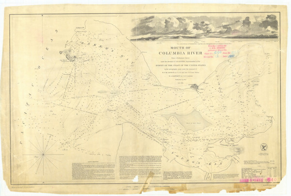 Columbia River Sheet 1 1851 - Old Map Nautical Chart PC Harbors 640 - Oregon