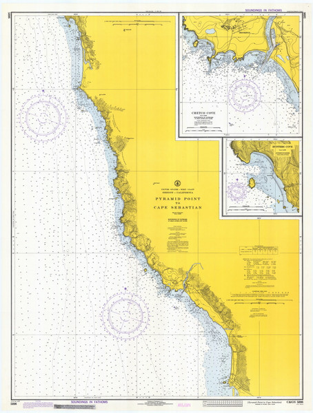 Pyramid Point and Cape Sebastian 1974 - Old Map Nautical Chart PC Harbors 5896 - Oregon