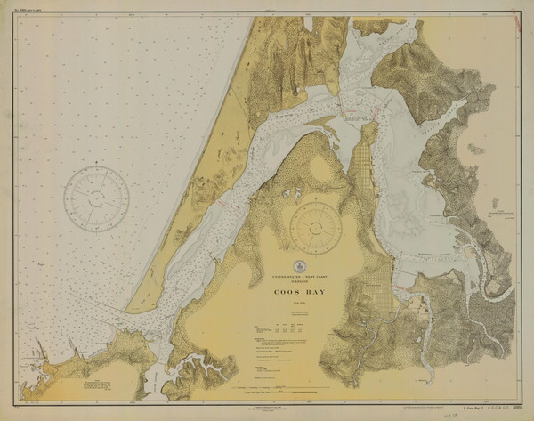 Coos Bay 1930 - Old Map Nautical Chart PC Harbors 5984 - Oregon