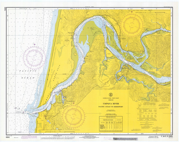 Umpqua River 1970 - Old Map Nautical Chart PC Harbors 6004 - Oregon