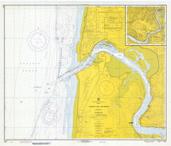 Yaquina Bay and River 1971 - Old Map Nautical Chart PC Harbors 6055 - Oregon