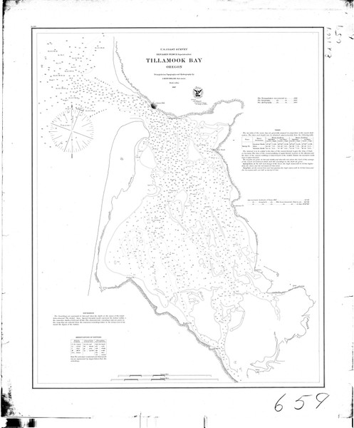 Tillamook Bay 1867 BW A - Old Map Nautical Chart PC Harbors 6112 - Oregon
