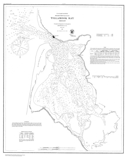 Tillamook Bay 1867 BW B - Old Map Nautical Chart PC Harbors 6112 - Oregon