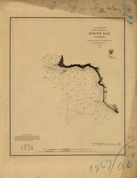 Point Sal 1867 - Old Map Nautical Chart PC Harbors 660 - California