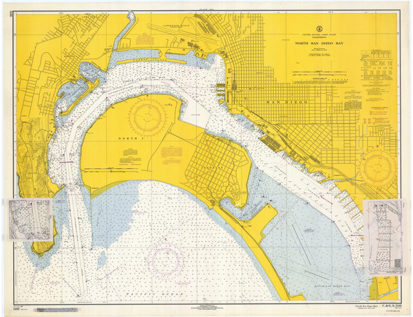North San Diego Bay 1966 - Old Map Nautical Chart PC Harbors 5105 - California