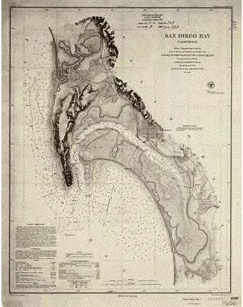 San Diego Bay 1889 2 - Old Map Nautical Chart PC Harbors 5106 - California