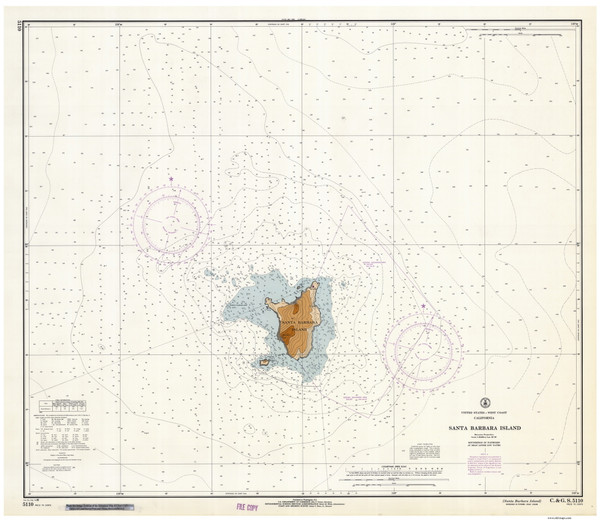 Santa Barbara Island 1966 - Old Map Nautical Chart PC Harbors 5110 - California Santa Barbara Island 1966 - Old Map Nautical Chart PC Harbors 5110 - California