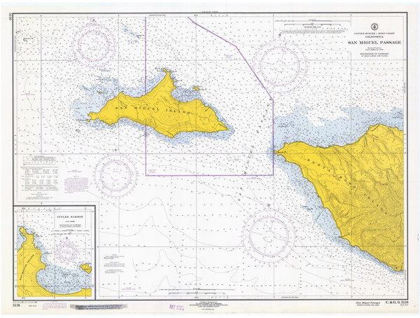 San Miguel Passage 1969 - Old Map Nautical Chart PC Harbors 5116 - California