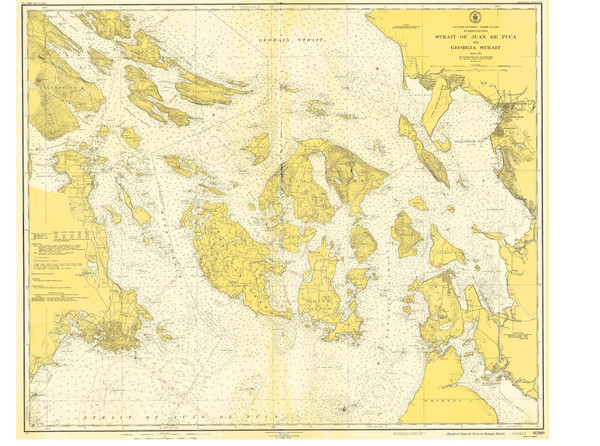 Strait of Juan de Fuca to Strait of Georgia 1947 Pacific Coast Harbor Chart 6380 Washington