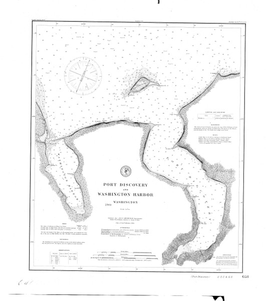 Point Discovery and Washington Harbor 1890 B - Old Map Nautical Chart PC Harbors 648 - Washington