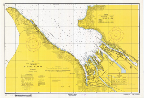 Tacoma Harbor 1968 - Old Map Nautical Chart PC Harbors 6407 - Washington