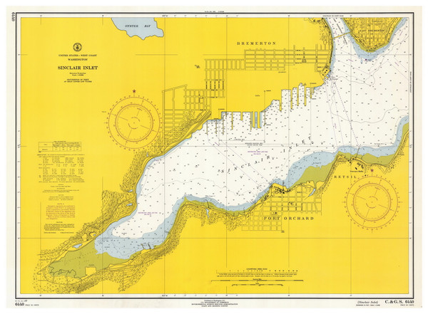 Sinclair Inlet 1966 - Old Map Nautical Chart PC Harbors 6440 - Washington