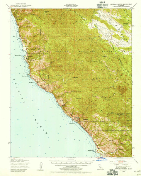 Cape San Martin, California 1948 (1955) USGS Old Topo Map 15x15 Quad Cape San Martin, California 1948 (1955) USGS Old Topo Map 15x15 Quad